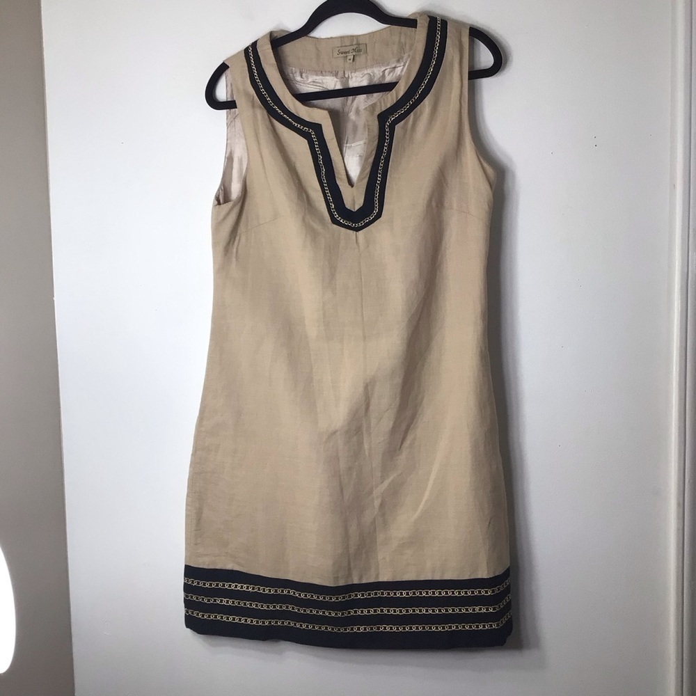Sweet Miss dress women medium tan linen